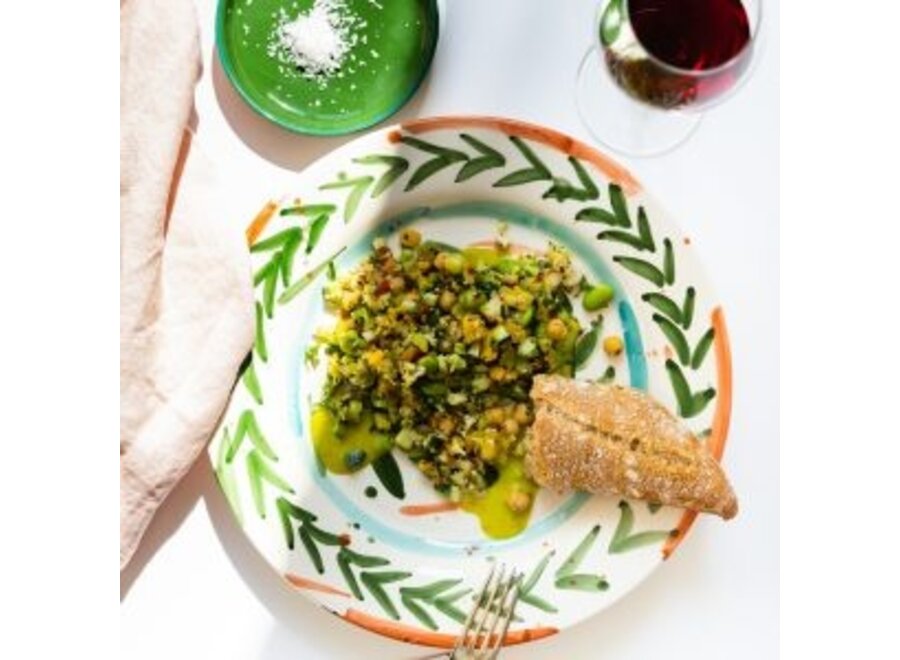 Val Pottery // Plate Miguel / Dark green feathers / D27