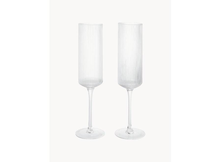 FERM LIVING // RIPPLE CHAMPAGNE FLUTES / SET OF 2 / CLEAR