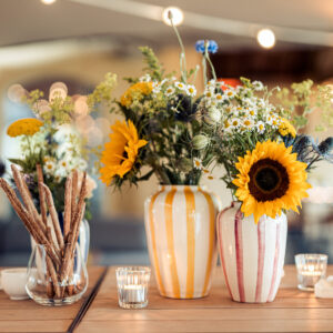 Val Pottery VAL POTTERY //  FUNKY FLOWER MEDIUM / DARK GREEN STRIPES / H17cm