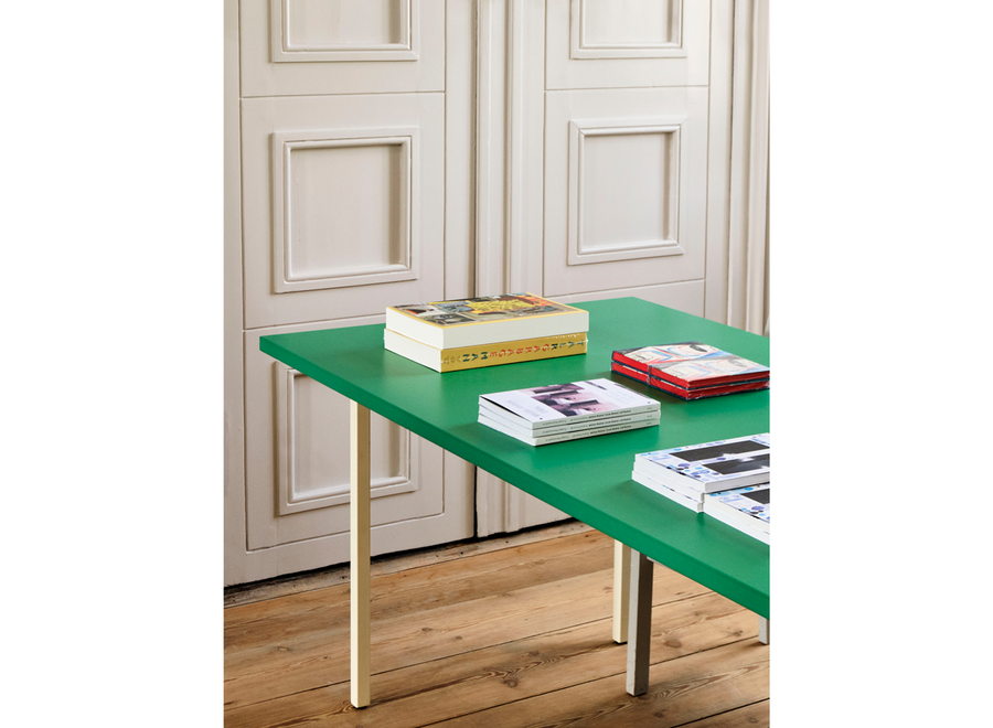 SHOWROOM // Two-Colour Ivory Powder Coated Steel / Green Mint Lacquered Valchromat - L200 x W90 x H74 cm