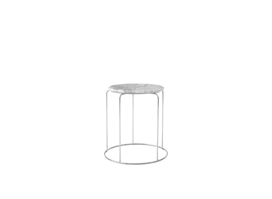 SHOWROOM // Wire Stool / Marble top Bianco Carrara