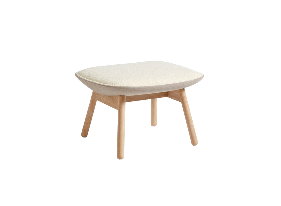 SHOWROOM // Uchiwa Ottoman / Oak Base / front Flamiber Cream A5 / back Canvas 244