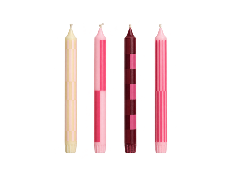 Pattern Candle//Pink and Bordeaux /Blue and Silver/Blue and Bordeaux