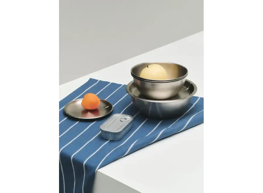 Tea Towel Set of 2 // Blue with beige stripe