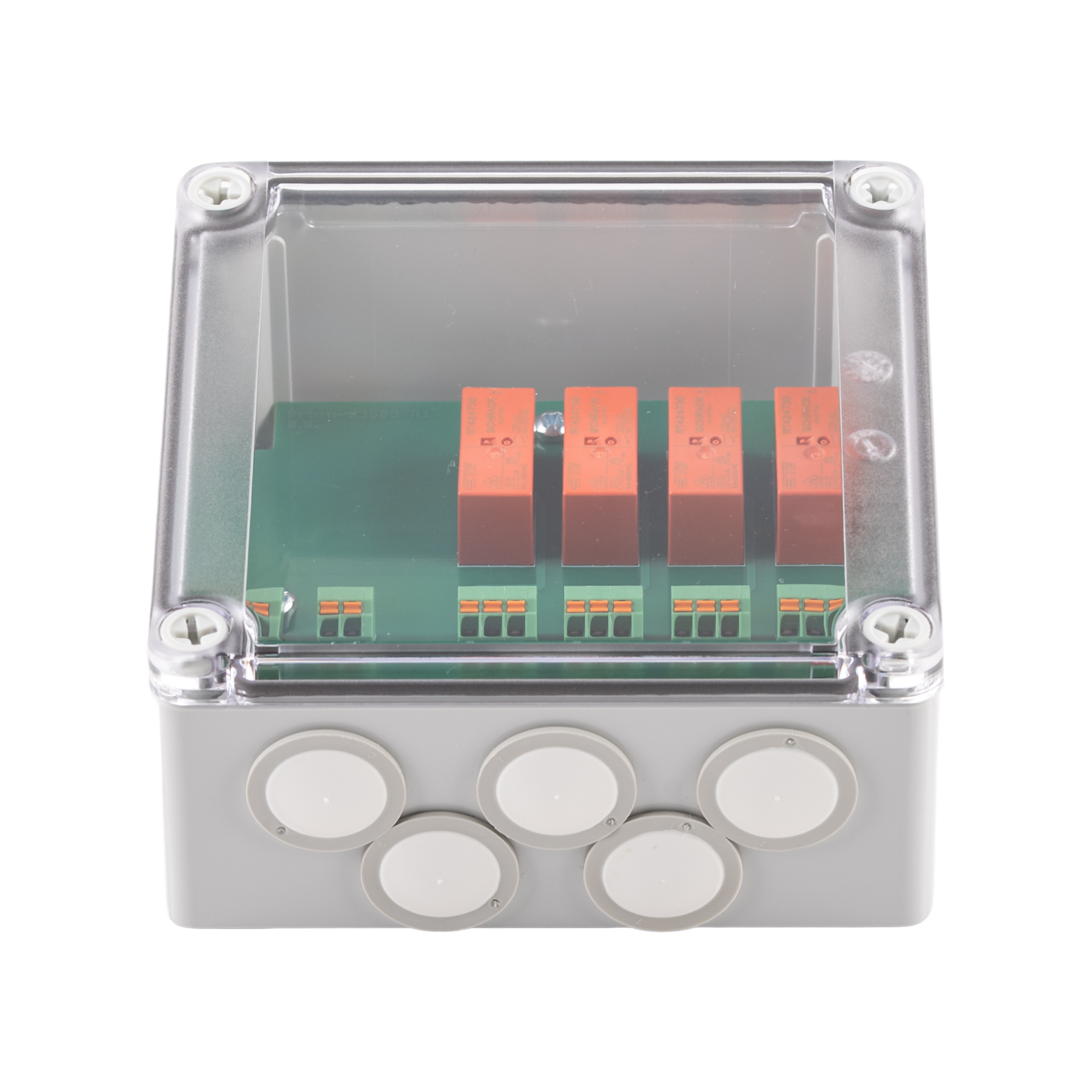 Coupling relay circuit board, 4-fold, potential-free changeover contact.