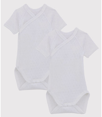 Petit Bateau 2 witte rompers ajour