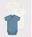 Petit Bateau set van 3 katoenen crossover rompers korte mouw A05I0 blauw