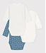 Petit Bateau set van 3 katoenen crossover rompers lange mouw A05HR blauw