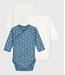 Petit Bateau set van 3 katoenen crossover rompers lange mouw A05HR blauw