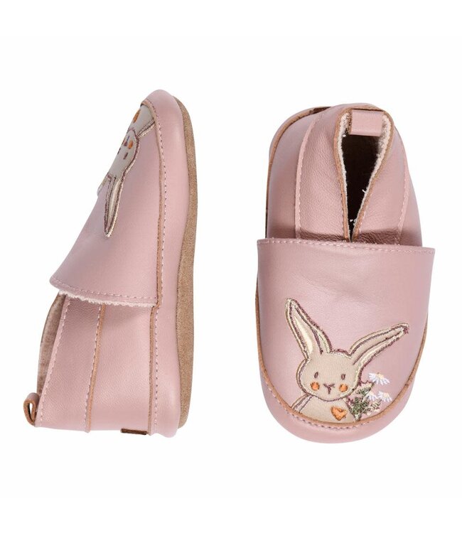 Leren slofjes rabbit alt rosa