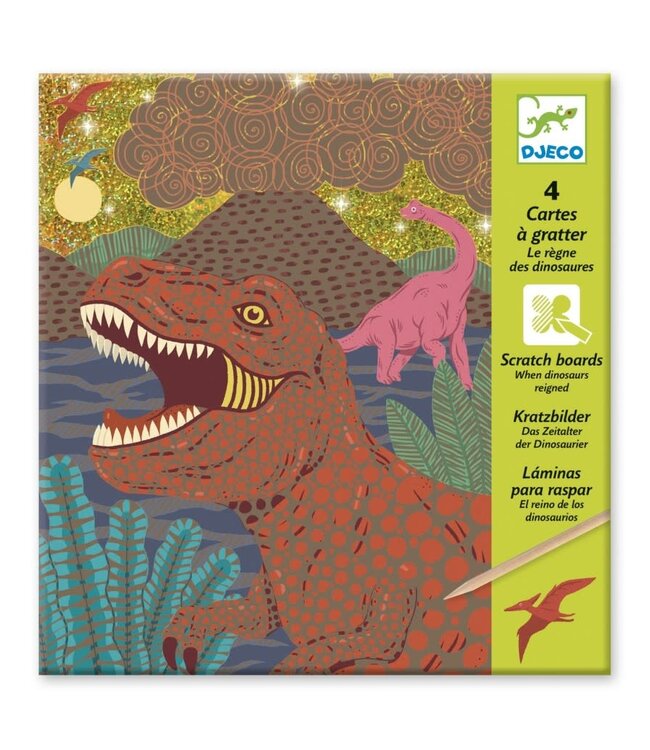 DJECO Krasplaatjes 4x Dinosaurs