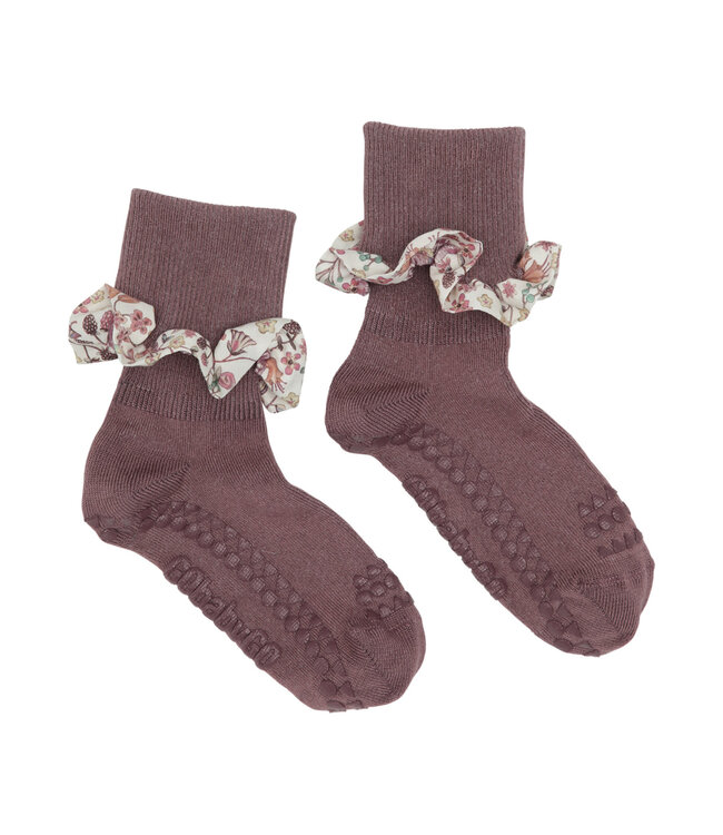 Non-slip socks - Liberty bamboe misty plum