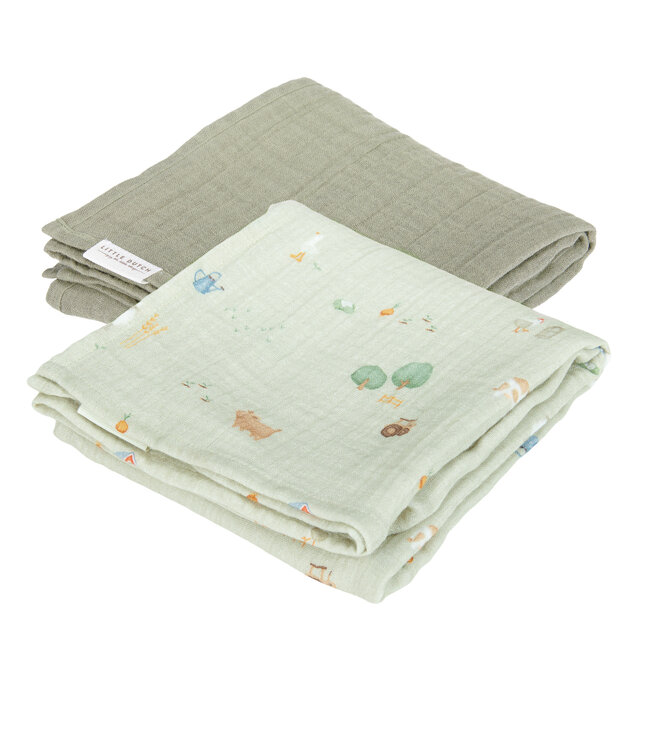 Little Dutch Swaddle Doek Little Dutch 70x70 Little Farm/Olive TE51814022