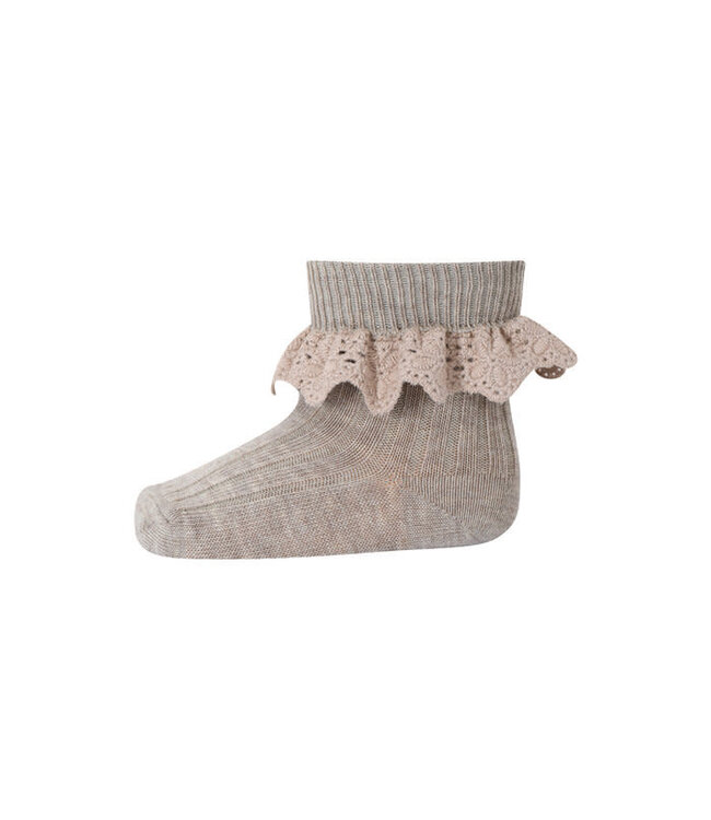 mp Denmark Lisa socks with lace Light brown melange