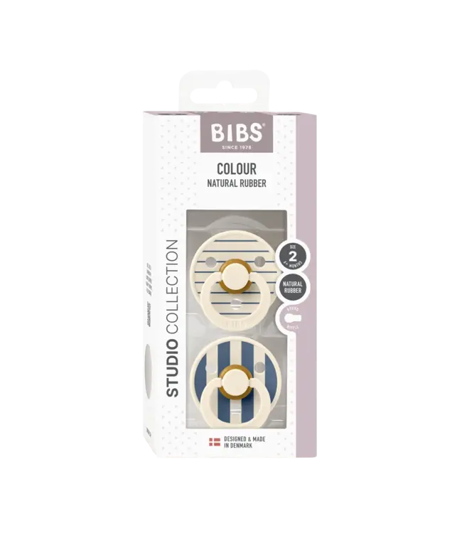 BIBS Studio Colour Pin 2 Pack Ivory Steel Blue Mix