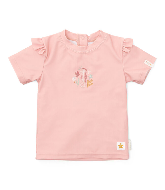 Little Dutch Zwem T-shirt korte mouw ruches Seahorse Pink