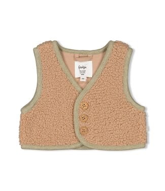 Feetje Bouclé gilet - Hazelnoot