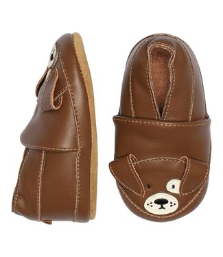 Melton Dog Leren slofjes brown met suede zool
