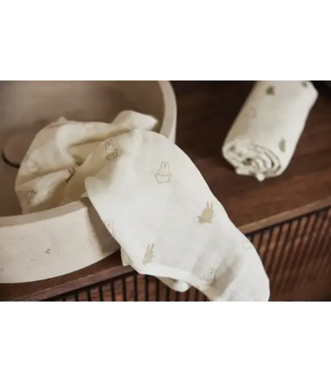 Jollein Hydrofiele Doek Small 70x70cm Happy Miffy - Nougat - 3 Stuks