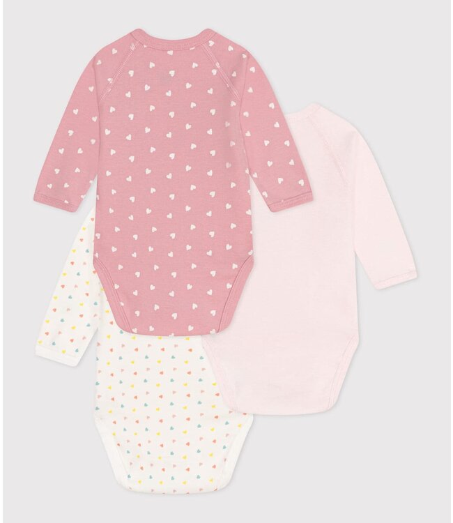 Petit Bateau SET VAN 3 KATOENEN BABYROMPERTJES LANGE MOUW - A0DCT