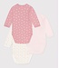 Petit Bateau SET VAN 3 KATOENEN BABYROMPERTJES LANGE MOUW - A0DCT
