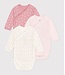 Petit Bateau SET VAN 3 KATOENEN BABYROMPERTJES LANGE MOUW - A0DCT