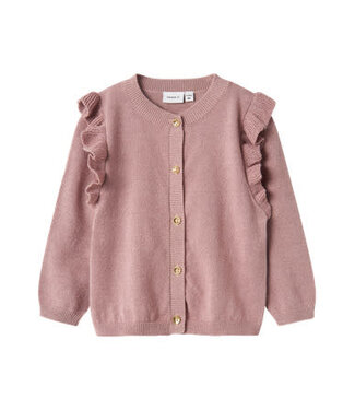 Name it mini Roze vestje met goudkleurig draad