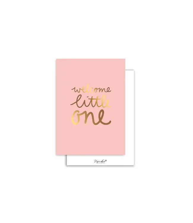 Piraten & Prinsessen Kaart - Welcome Little one - Roze met goudfolie