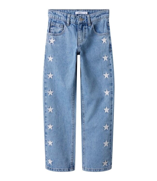 Name it 13234146 NKFROSE STRAIGHT EMB JEANS Light Blue Denim STARS