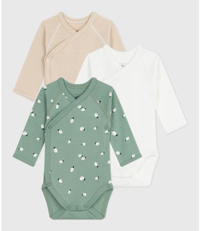 Petit Bateau Set van katoenen babybody's met lange mouwen en print A0DZP