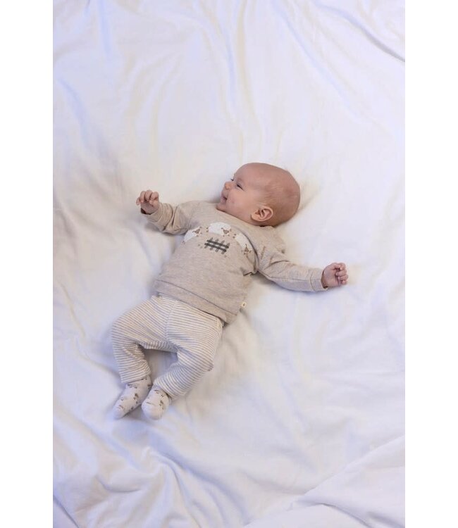 Feetje 52202373 Broek rib met streep - Sleepy Sheepy Taupe melange