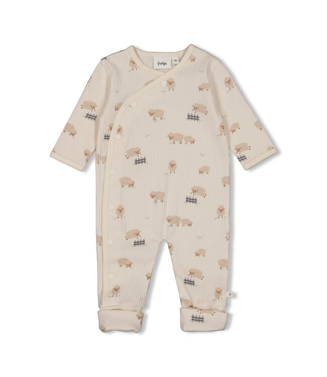 Feetje 50700159 Pak omslagvoet rib AOP - Sleepy Sheepy Creme