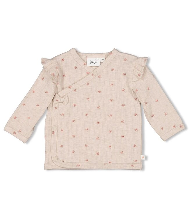 Feetje 51602593 Overslagshirt rib AOP - Morning Sun Taupe melange