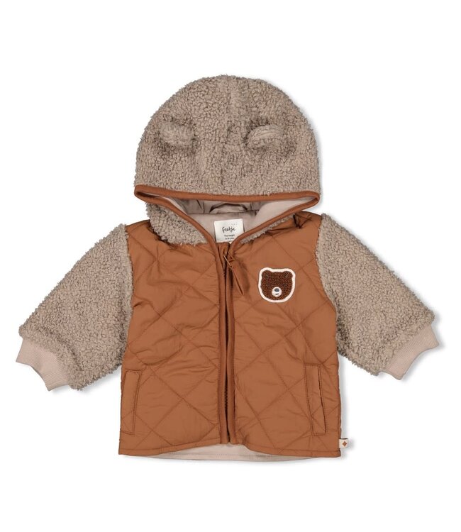 Feetje 51800356 Bouclé jasje met capuchon - Wild World Bruin