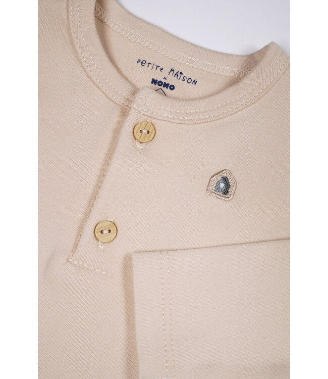 Petite Maison Ko tshirt Longsleeve with placket E000-7401 oatmeal