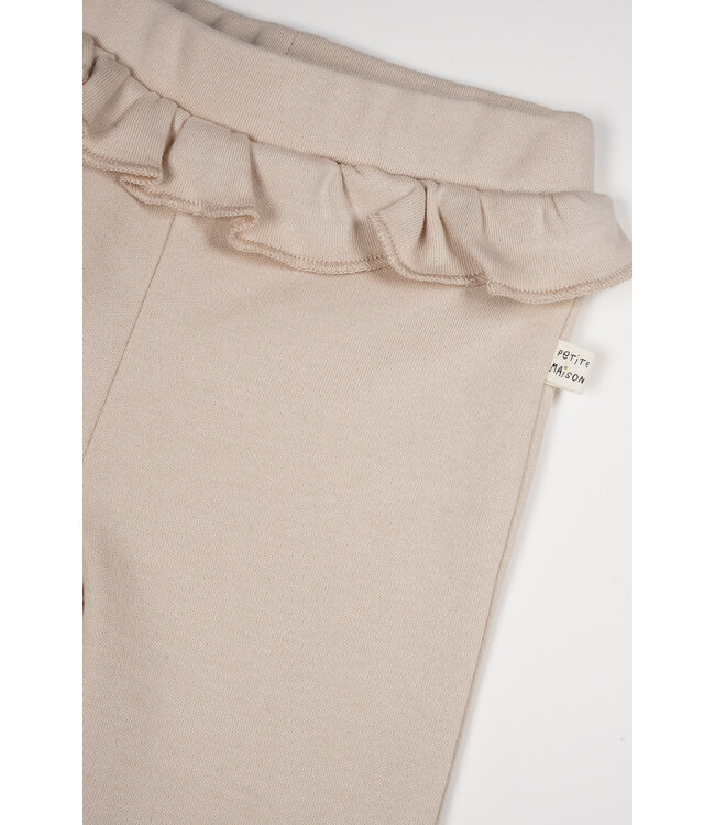 Petite Maison Skyler pants with ruffle detail at waist oatmeal E000-7600