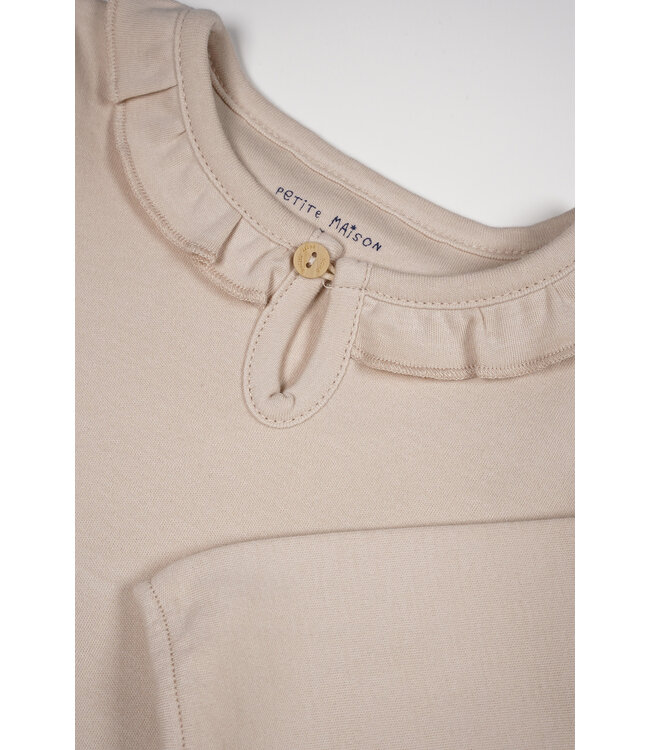 Petite Maison Kaya tshirt Longsleeve ruffle E000-7400 Oatmeal
