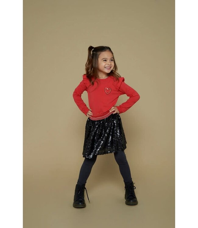 Jubel 90600307 Pailetten rok - Queen Of Hearts Antraciet