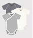 Petit Bateau 3 cross-over ROMPERTJES korte mouw  a097h0