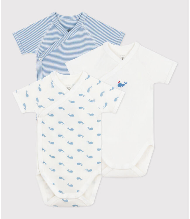 Petit Bateau 3 cross-over ROMPERTJES korte mouw  a0dzr00