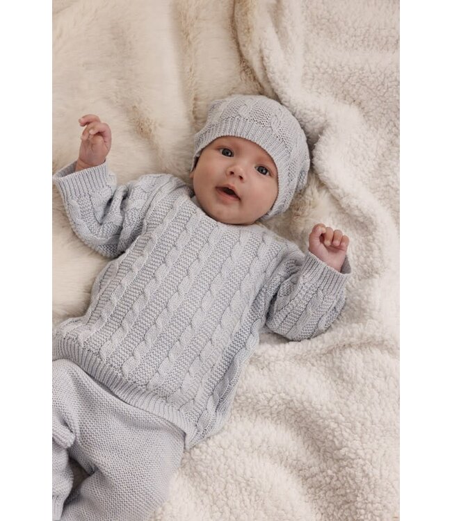 Feetje 53100708 Mutsje gebreid - The Knits Blauw melange