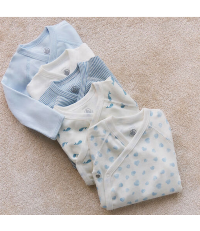 Petit Bateau Set 5 stuks babyrompertjes A0du9 lange mouw