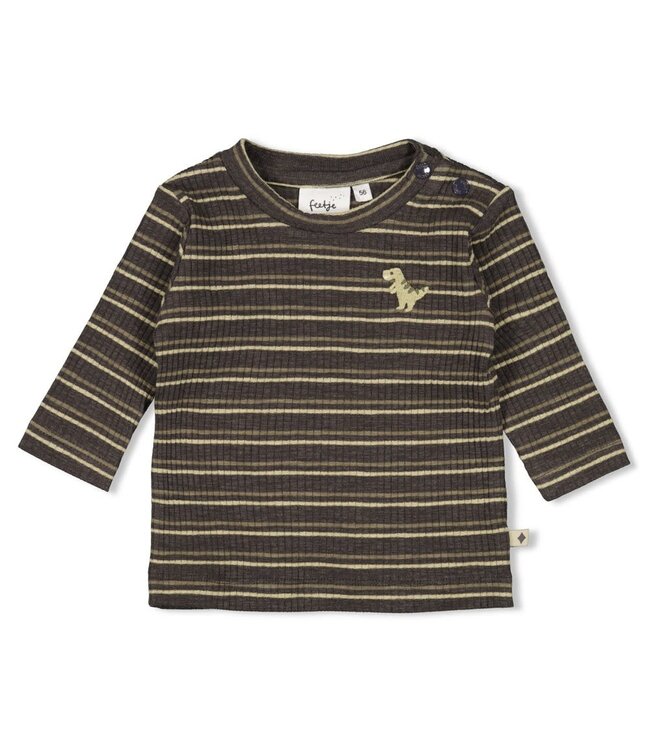 Feetje 51602620 Longsleeve rib met streep - Rawrsome Antraciet melange