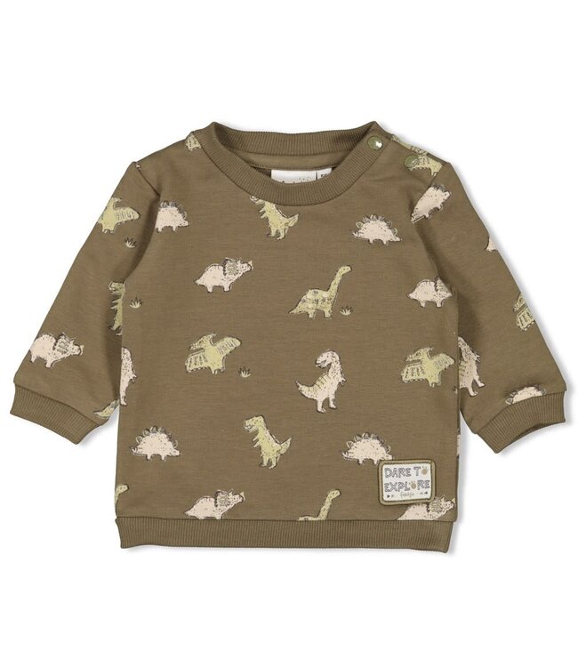 Feetje 51602614 Sweater AOP - Rawrsome Olijf