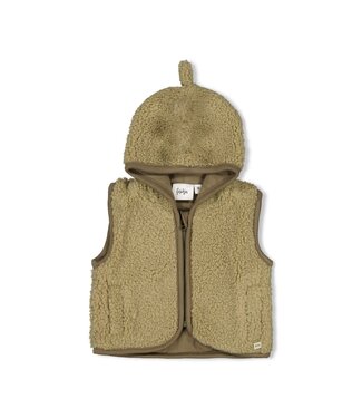 Feetje 51200038 Bouclé bodywarmer met capuchon - Rawrsome Groen