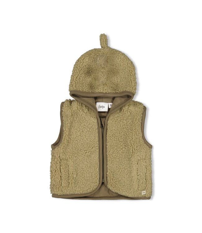Feetje 51200038 Bouclé bodywarmer met capuchon - Rawrsome Groen
