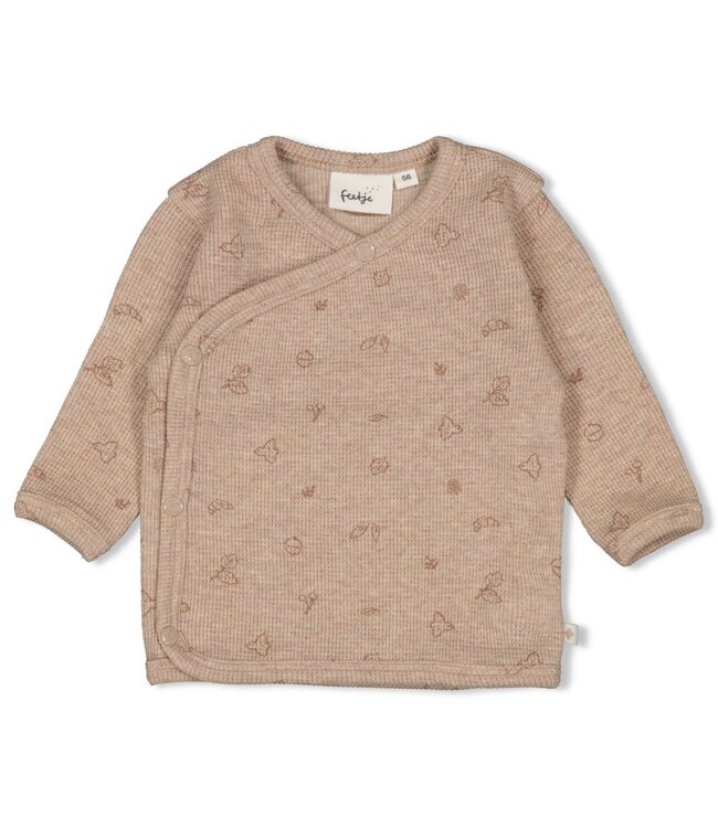 Feetje 51602657 Overslagshirt rib AOP - Fall Favorites Hazelnoot melange