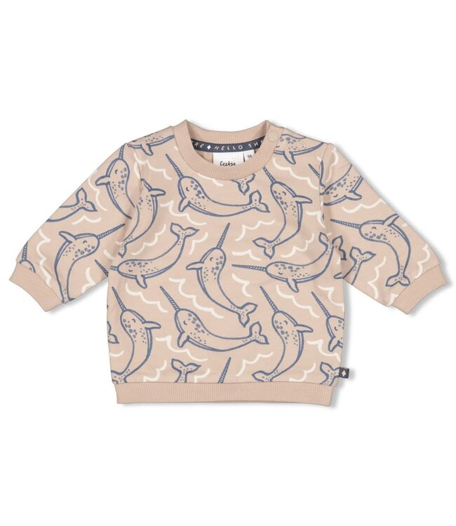 Feetje 51602590 Sweater AOP - Narwal Taupe