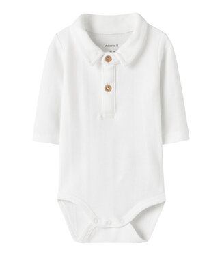 Name it baby Romper met polokraag - Bright White