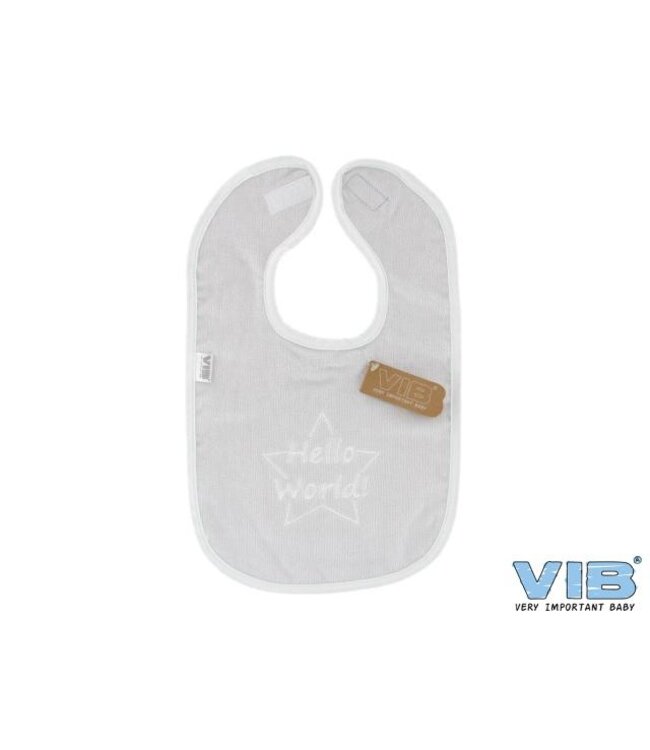 VIB Slabbetje Luxe Velour - Hello World lichtgrijs